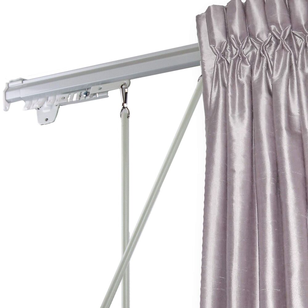 Baton Draw White Traverse 30-48 inch Curtain Rod System